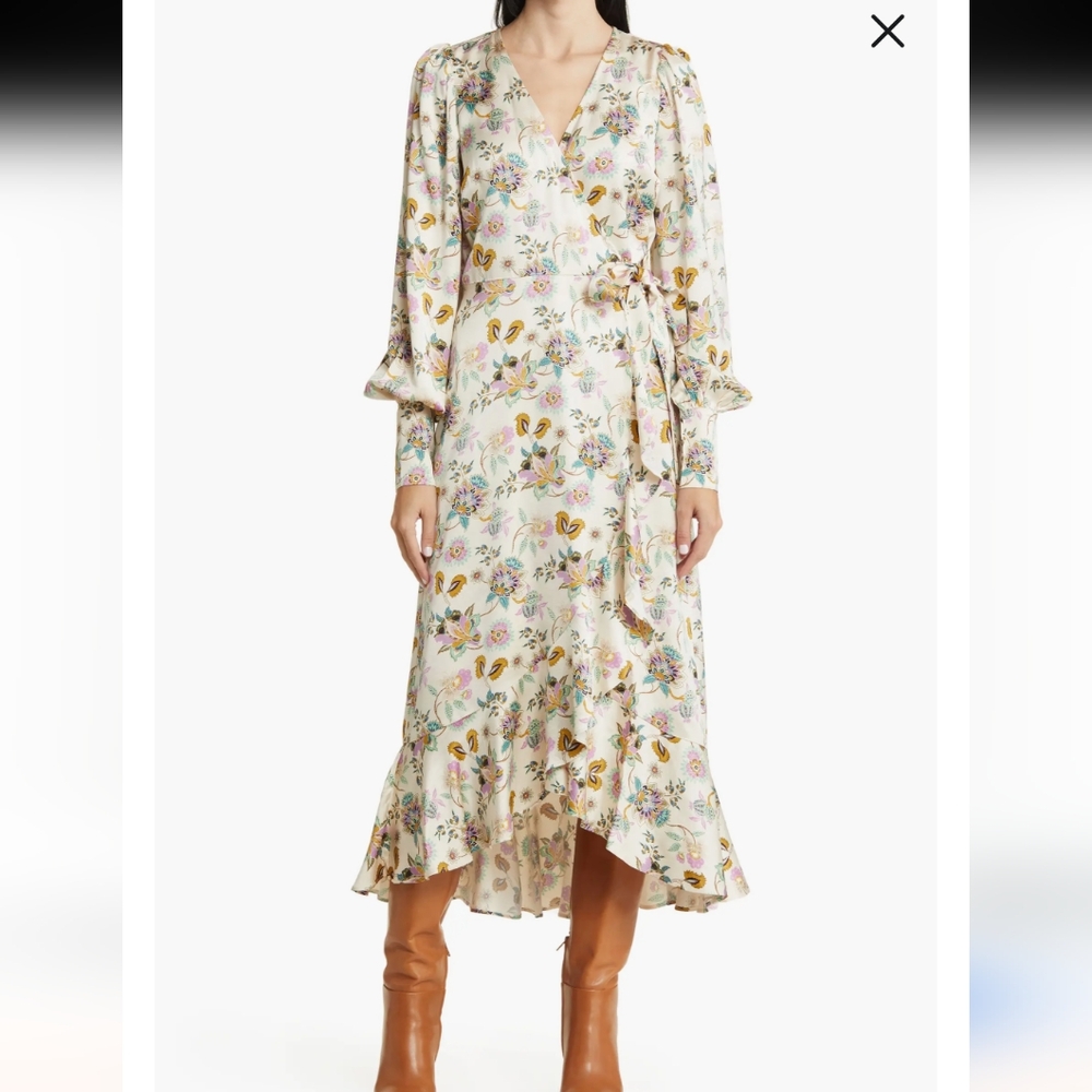0 & Other Stories Los Angeles Atelier Cream Floral Maxi Wrap Dress